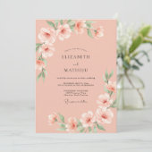 Invitation Mariage Fleur de Pêche Aérienne (Debout devant)