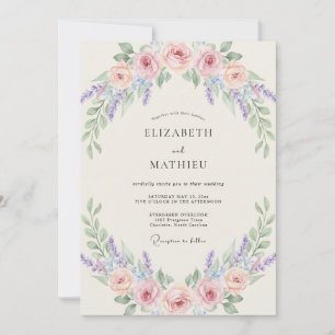 Invitation Mariage Fleur de Pêche Améthyste