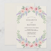 Invitation Mariage Fleur de Pêche Améthyste (Devant / Derrière)