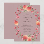 Invitation Mariage Fleur de Pêche Aquarelle (Devant / Derrière)
