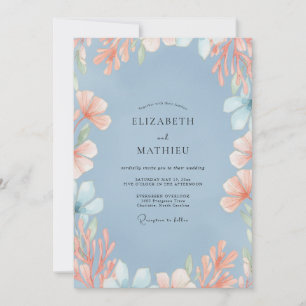 Invitation Mariage Fleur de Pêche Ardoise