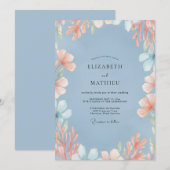 Invitation Mariage Fleur de Pêche Ardoise (Devant / Derrière)