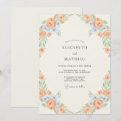 Invitation Mariage Fleur de Pêche Azur (Devant / Derrière)