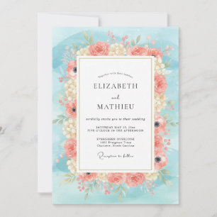 Invitation Mariage Fleur de Pêche Céleste Sauvage