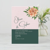 Invitation Mariage Fleur de Pêche Émeraude Rose (Debout devant)