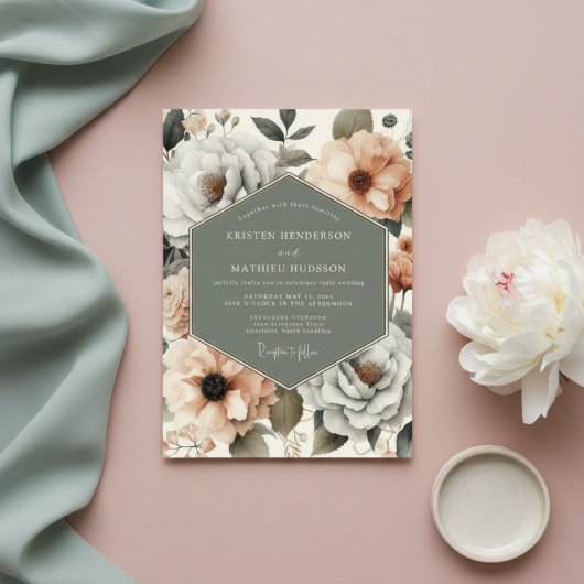 Invitation Mariage Fleur de Pêche en Fleur