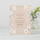 Invitation Mariage Fleur de Pêche Pâle (Debout devant)