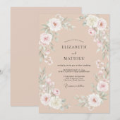 Invitation Mariage Fleur de Pêche Pâle (Devant / Derrière)