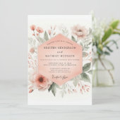 Invitation Mariage Fleur de Pêche Rosée (Debout devant)