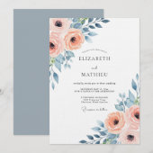 Invitation Mariage Fleur de Pêche Rosée (Devant / Derrière)
