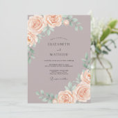 Invitation Mariage Fleur de Pêche Sérène Mauve (Debout devant)