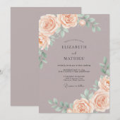 Invitation Mariage Fleur de Pêche Sérène Mauve (Devant / Derrière)