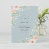 Invitation Mariage Fleur de Pêcher Acier (Debout devant)