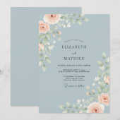 Invitation Mariage Fleur de Pêcher Acier (Devant / Derrière)