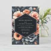 Invitation Mariage Fleur de Pêcher au Charbon (Debout devant)