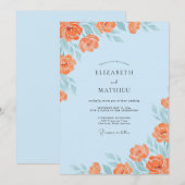 Invitation Mariage Fleur de Pêcher Bleu Poudre (Devant / Derrière)