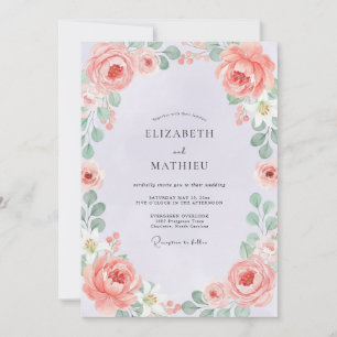 Invitation Mariage Fleur de Pêcher Corail