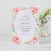 Invitation Mariage Fleur de Pêcher Corail (Debout devant)