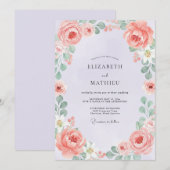 Invitation Mariage Fleur de Pêcher Corail (Devant / Derrière)