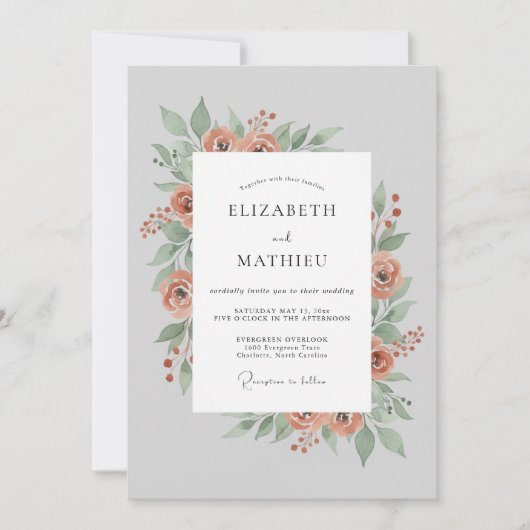 Invitation Mariage Fleur de Pêcher Délicate (Devant)
