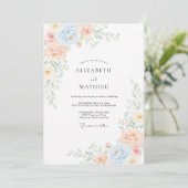 Invitation Mariage Fleur de Pêcher Douce Azur (Debout devant)