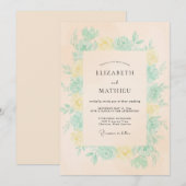 Invitation Mariage Fleur de Pêcher Douce Menthe (Devant / Derrière)