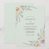 Invitation Mariage Fleur de Pêcher Écume de Mer (Devant / Derrière)