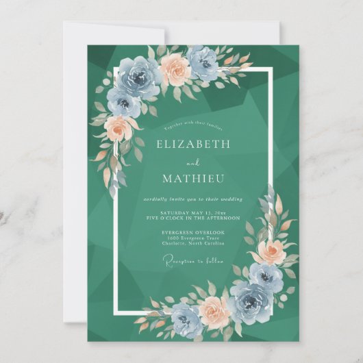 Invitation Mariage Fleur de Pêcher Jade (Devant)