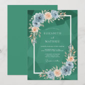 Invitation Mariage Fleur de Pêcher Jade (Devant / Derrière)