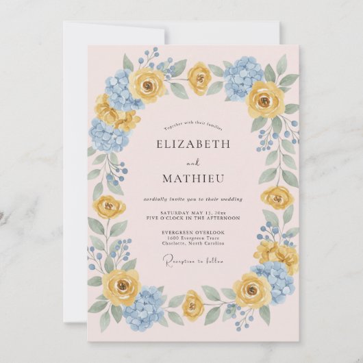 Invitation Mariage Fleur de Pêcher Jaune (Devant)