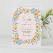 Invitation Mariage Fleur de Pêcher Jaune (Debout devant)