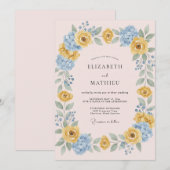 Invitation Mariage Fleur de Pêcher Jaune (Devant / Derrière)