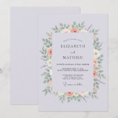 Invitation Mariage Fleur de Pêcher Lavande (Devant / Derrière)