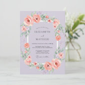 Invitation Mariage Fleur de Pêcher Lavande (Debout devant)