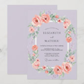 Invitation Mariage Fleur de Pêcher Lavande (Devant / Derrière)