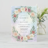 Invitation Mariage Fleur de Pêcher Periwinkle (Debout devant)