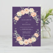 Invitation Mariage Fleur de Pêcher Pourpre (Debout devant)