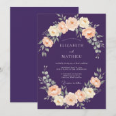 Invitation Mariage Fleur de Pêcher Pourpre (Devant / Derrière)