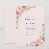 Invitation Mariage Fleur de Pêcher Rose (Devant / Derrière)