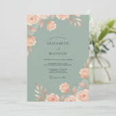 Invitation Mariage Fleur de Pêcher Sage (Debout devant)