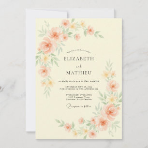 Invitation Mariage Fleur de Pêcherie Peinte