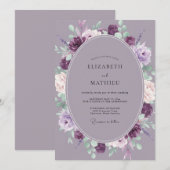 Invitation Mariage Fleur de Peinture Améthyste (Devant / Derrière)