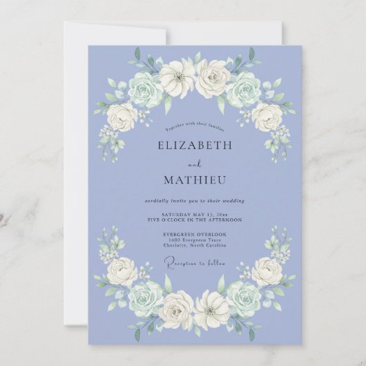 Invitation Mariage Fleur de Pervenche (Devant)