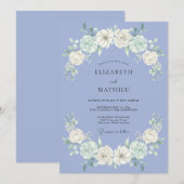 Invitation Mariage Fleur de Pervenche (Devant / Derrière)