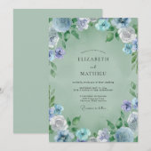 Invitation Mariage Fleur de Pervenche (Devant / Derrière)