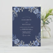 Invitation Mariage Fleur de Pervenche Acier (Debout devant)
