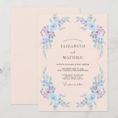 Invitation Mariage Fleur de Pervenche Aérienne (Devant / Derrière)