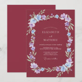Invitation Mariage Fleur de Pervenche Baie (Devant / Derrière)