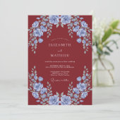 Invitation Mariage Fleur de Pervenche Bordeaux (Debout devant)