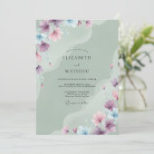 Invitation Mariage Fleur de Pervenche Céladon (Debout devant)